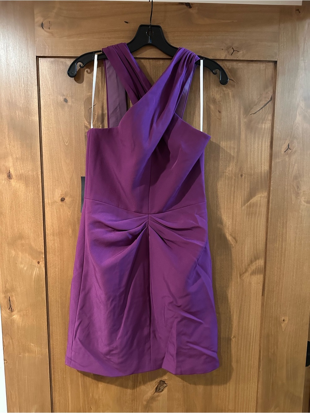 Halston Purple Criss Cross Strap Cocktail Dress